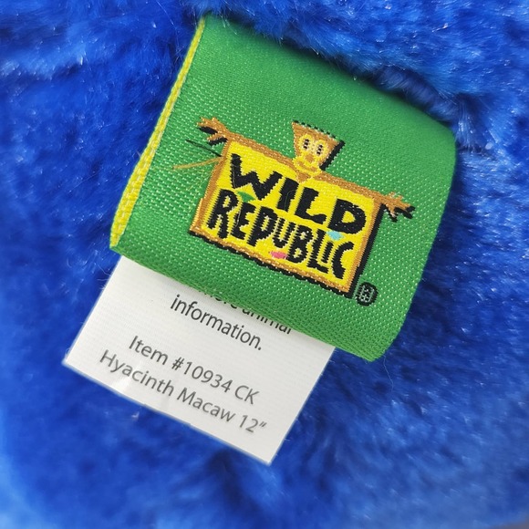 Wild Republic Hyacinth Macaw Blue Parrot Bird Plush 12" Stuffed Animal Soft Toy - Picture 7 of 7